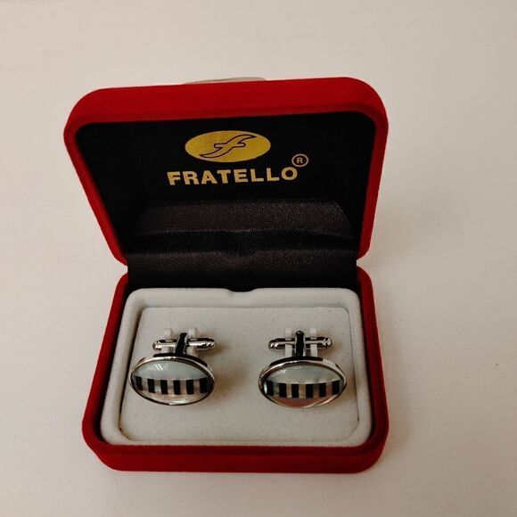 MEN'S FRATELLO ROUND SILVER, BLACK, WHITE ABSTRACT DESIGN. - Picture 2 of 2